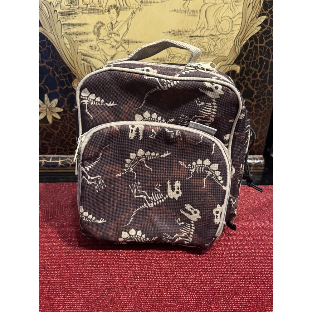 Bambino Dinosaur Skeleton Insulated Lunch Backpack Bag Brown Kids School